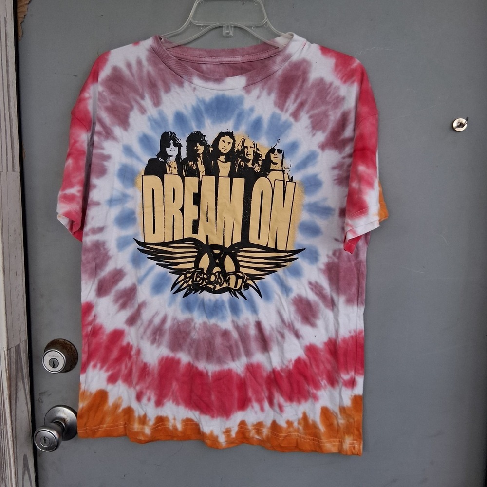 2020 Aerosmith Tie Dye Shirt Dream On Hard‎ Rock Band Men's Tee Small